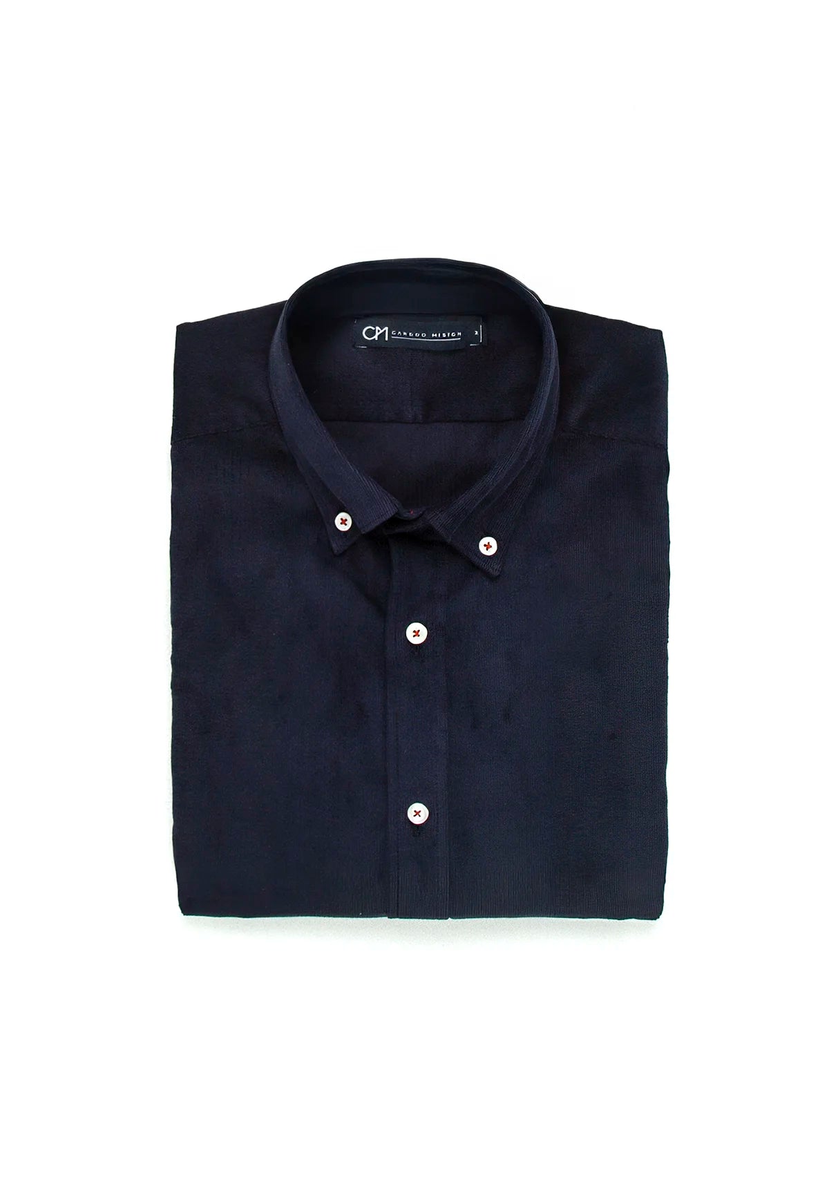 Camisa Micropana Botón Contraste Algodón Azul Oscuro